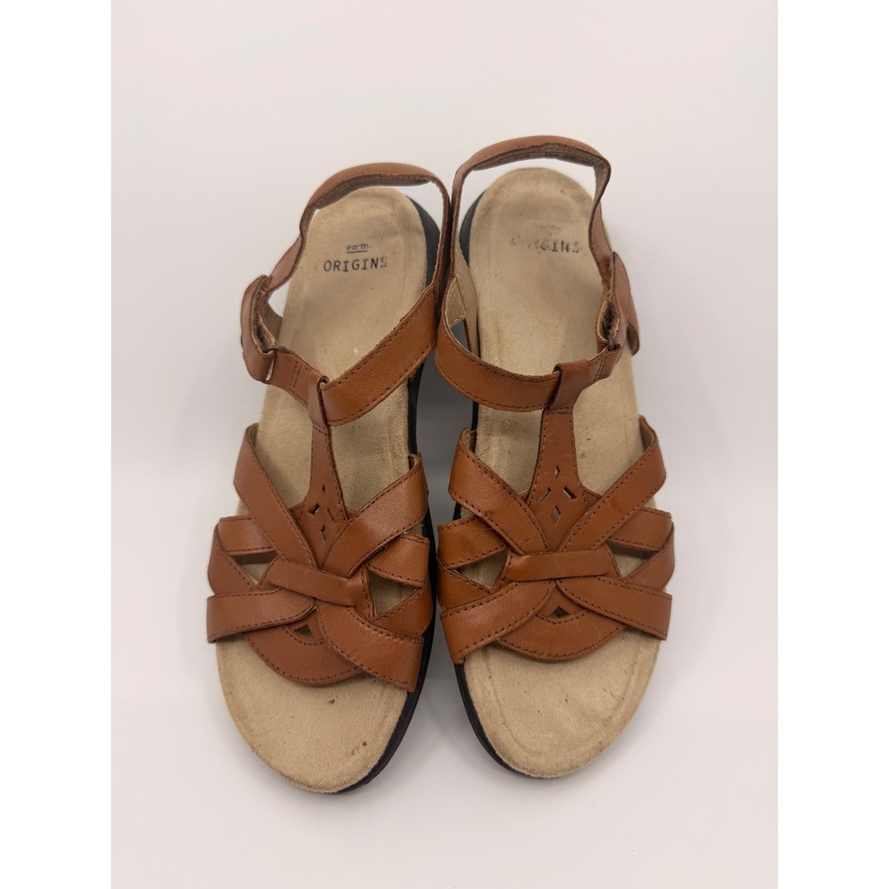 Earth Origins Sylvie Brown Leather Strappy Comfort Sandals Womens 9.5 M